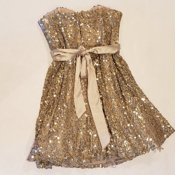 City Triangles Gold Sequin Fit and Flare Holiday Party Evening Dress - Picture 3 of 10